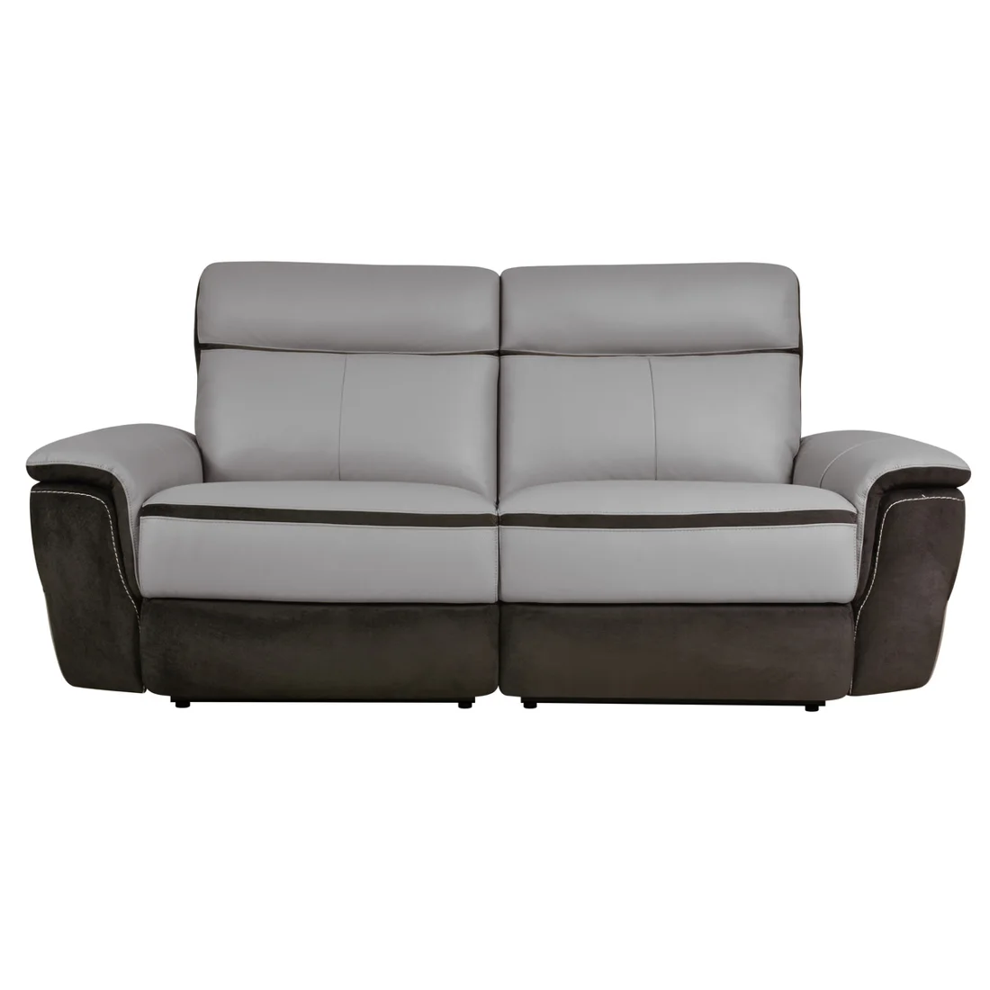 Laertes Reclining Loveseat, Charcoal and taupe gray