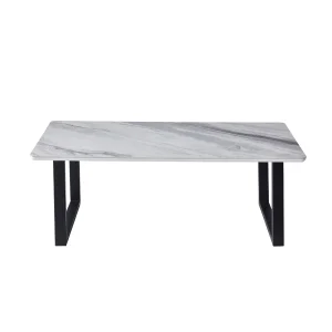 Leander Coffee Table, White Sintered Stone Top with Black Metal Legs, To be confirmed