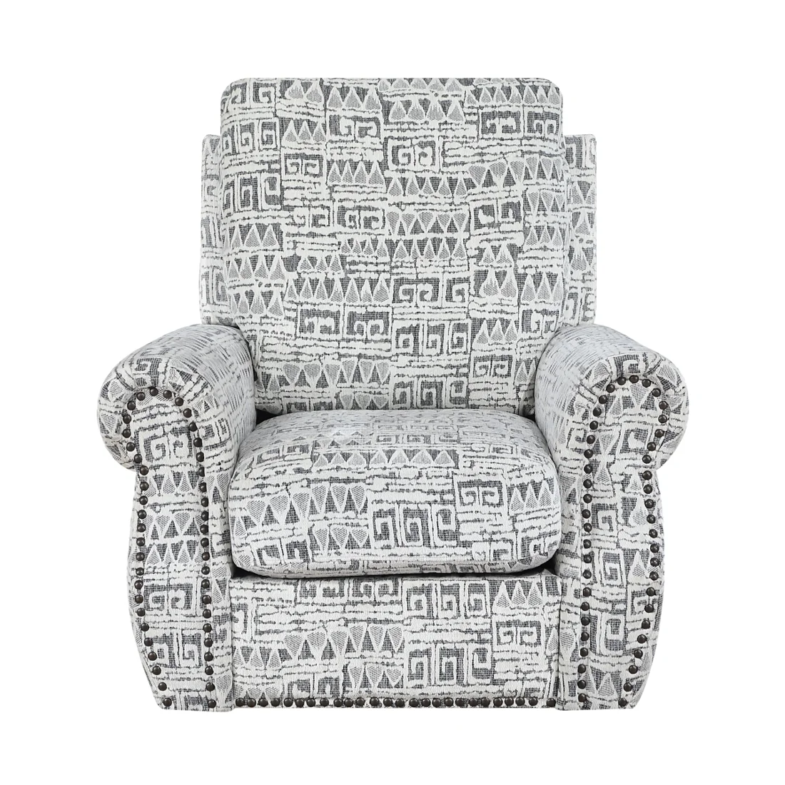 Pinnacle Swivel Chair, Gray and white geometric pattern