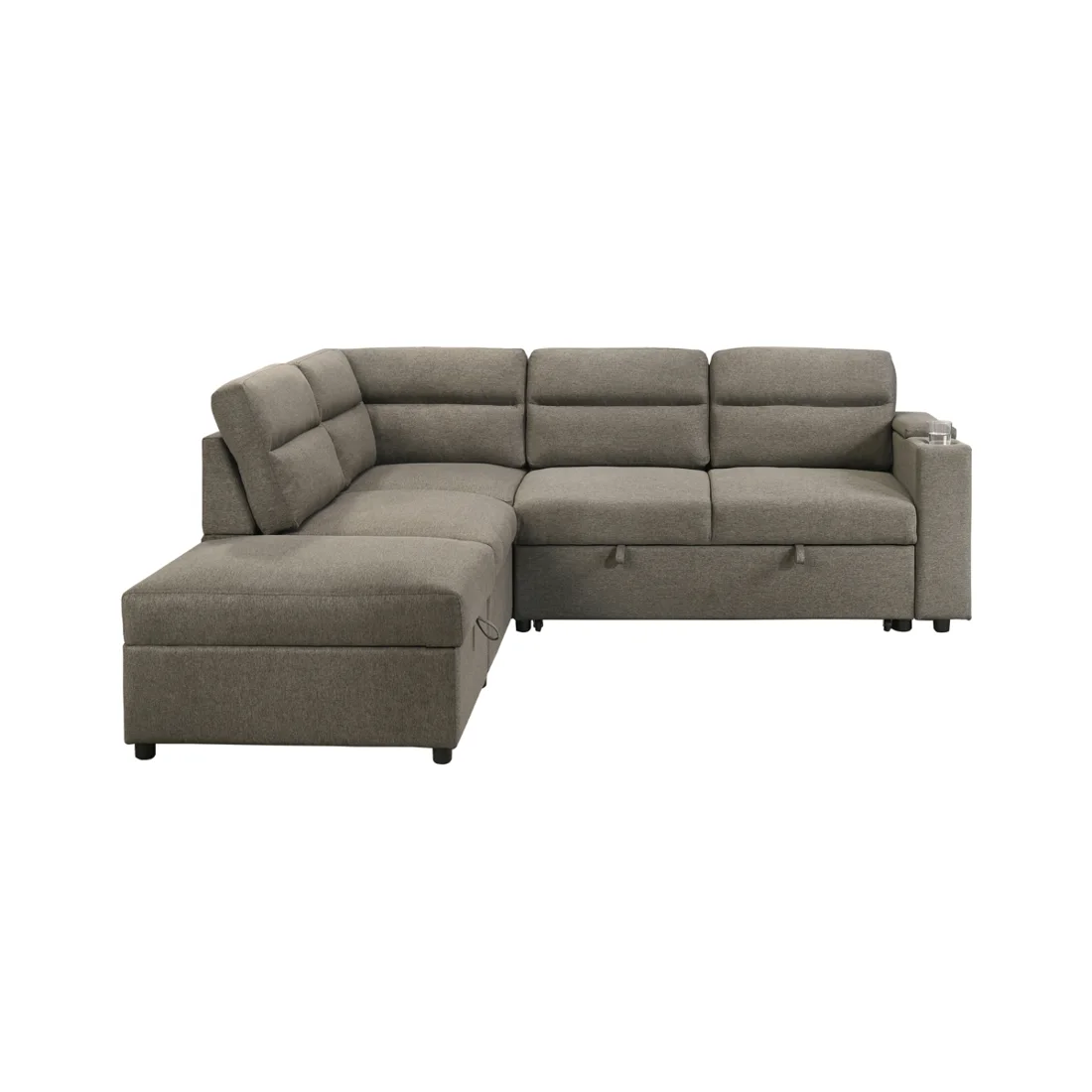 99108 3-Piece Sleeper Sectional, Brown
