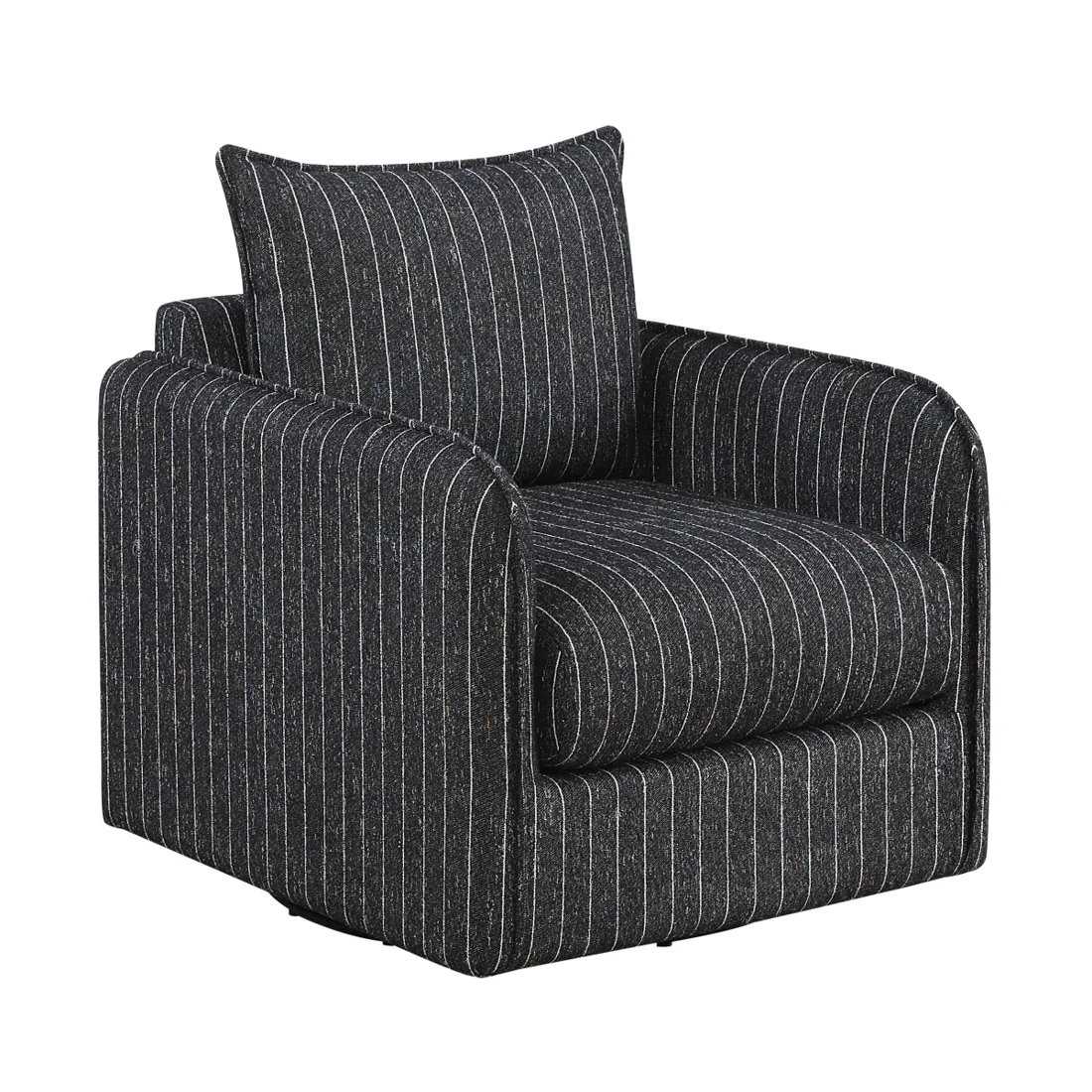 Pinstripe Swivel Chair, Black and white stripe