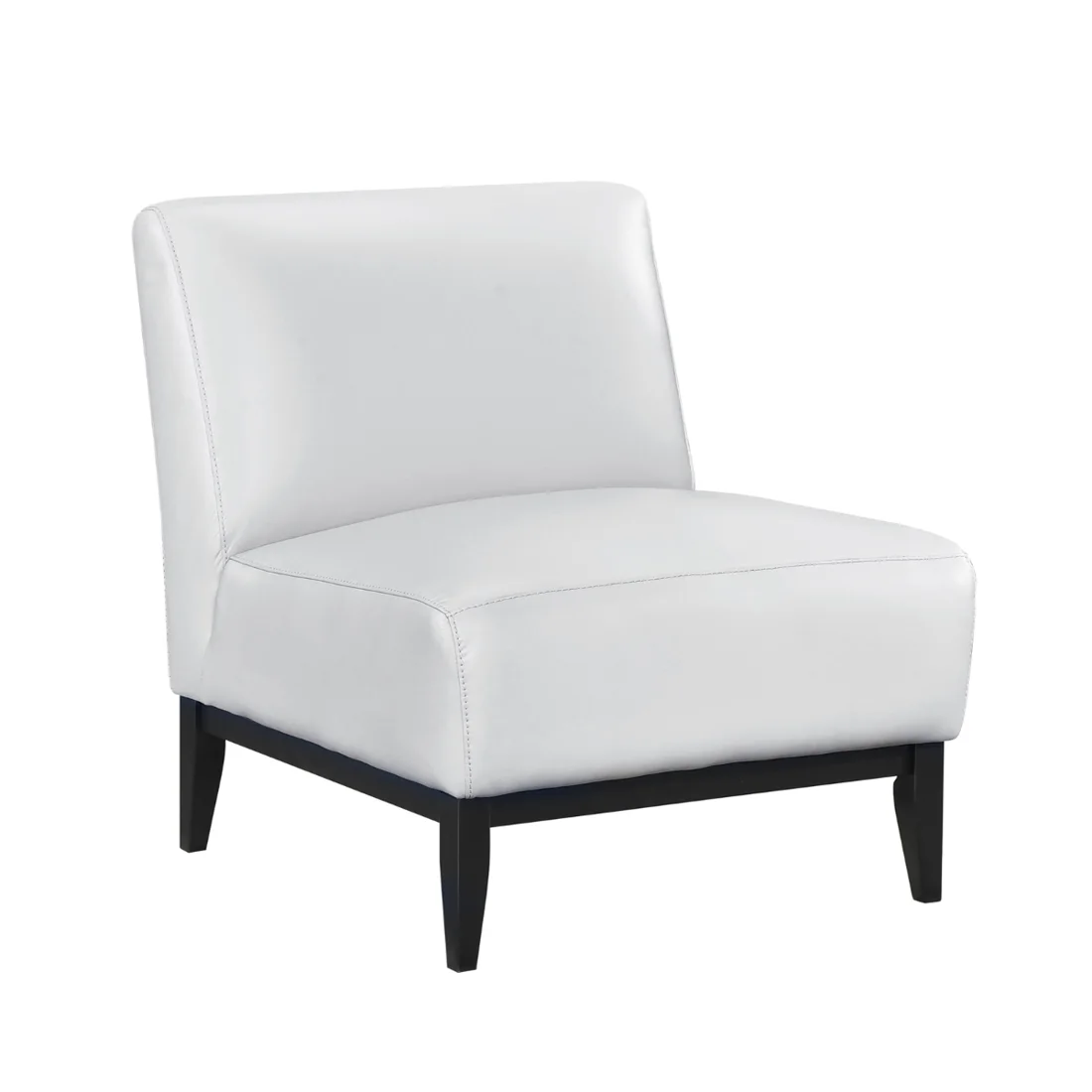 Houghton Accent Chair, Silver Leather, Silver, view 1