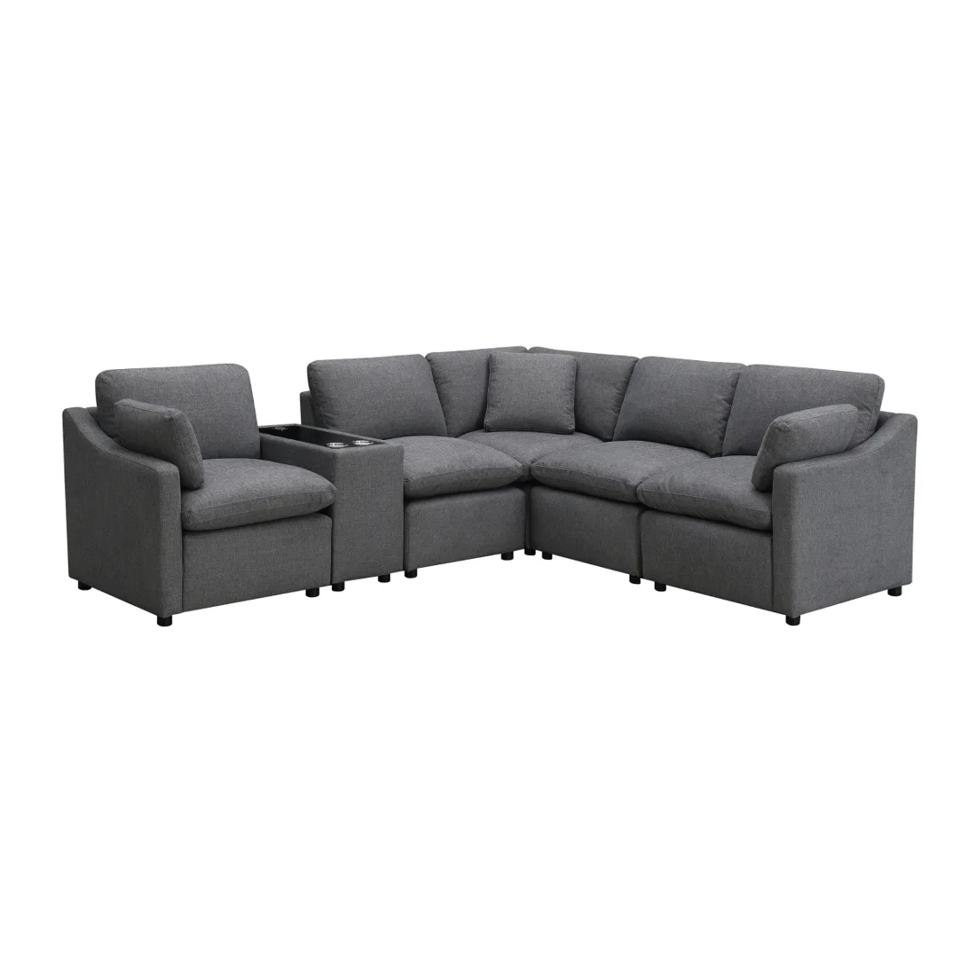 Pippa 6-Piece Modular Sectional, Grey, view 1