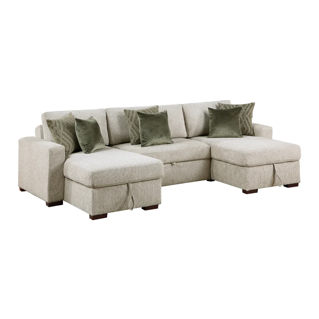 8548 3-Piece Sleeper Sectional, Sage Sand