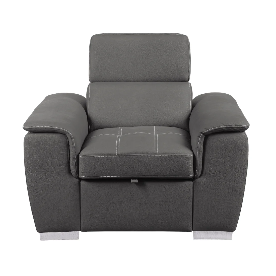 Ferriday Chair with Pull-out Ottoman, Gray, view 1