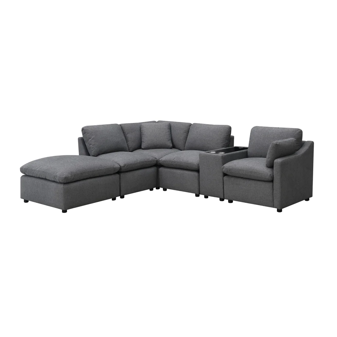 Pippa 6-Piece Modular Sectional, Grey, view 1
