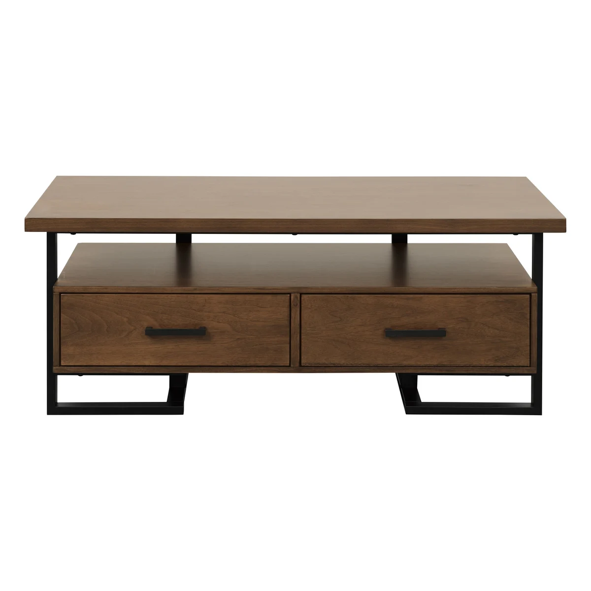 Sedley Coffee Table, 2-tone finish: walnut finish and rustic black metal finish