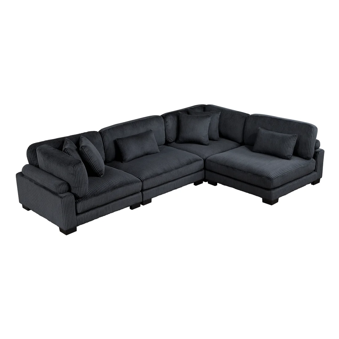 Traverse 4-Piece Modular Sectional, Black, view 1