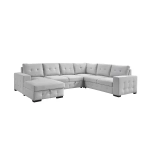 Geneva 4-Piece Sleeper Sectional, Light Grey