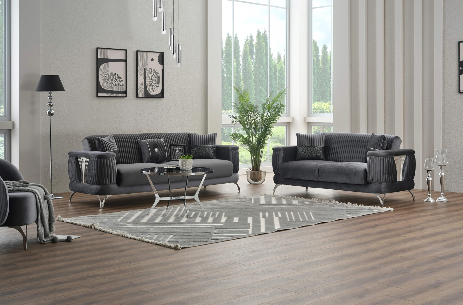 Marmara Loft Sofa Set — Gray, Gray