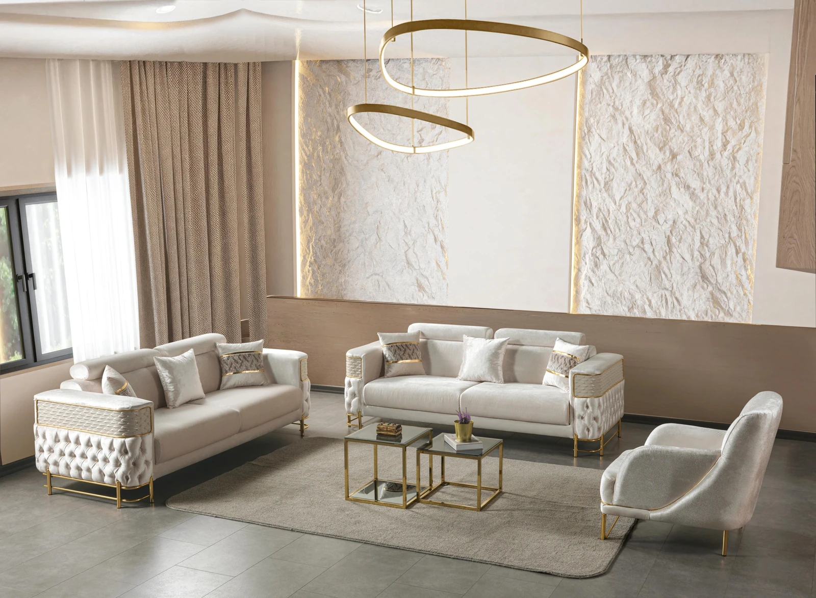 Marmara Nepal Sofa Set — Beige, Beige