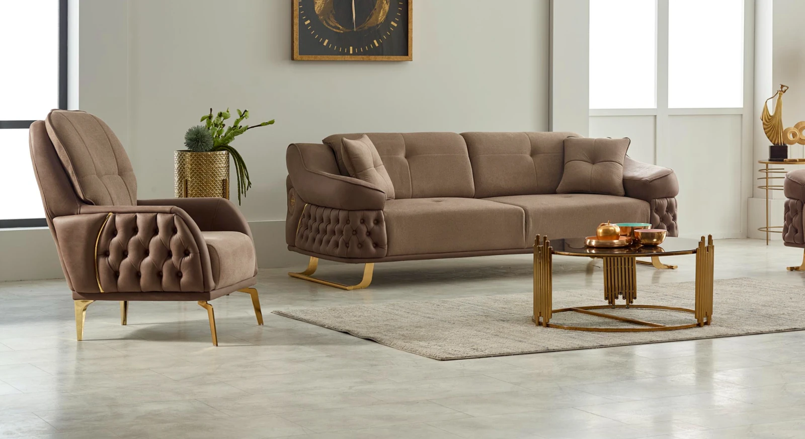 Marmara Saiss Sofa Set — Beige, Beige
