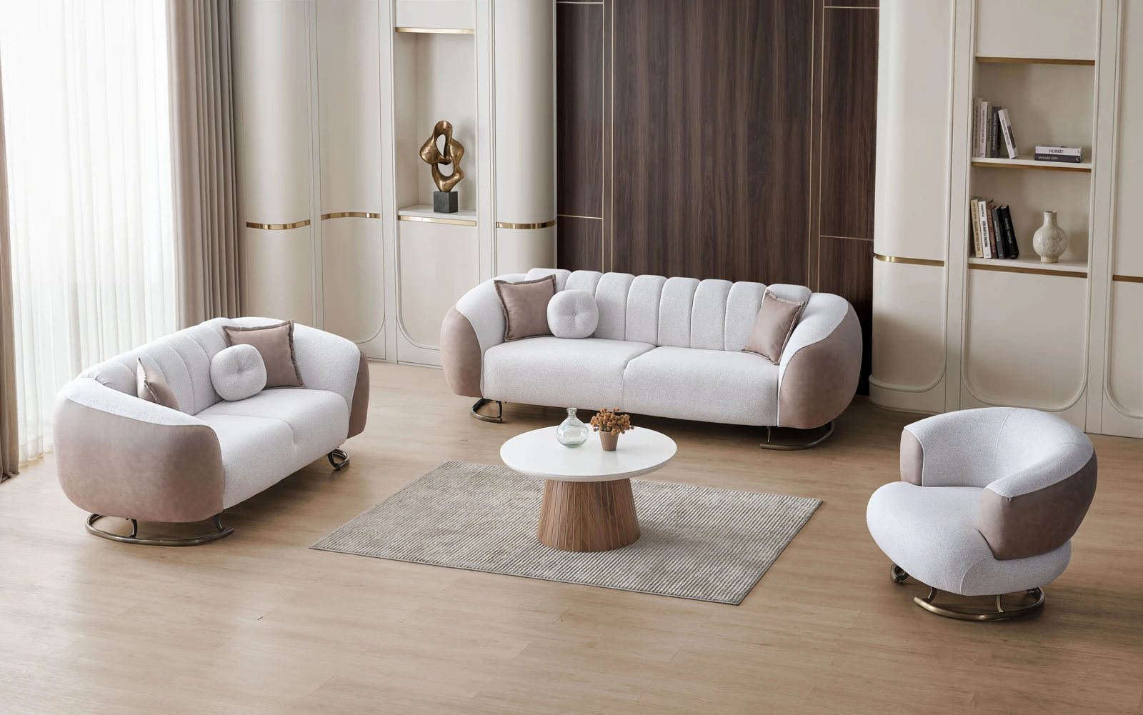 Marmara Palmera Sofa Set — Beige, Beige