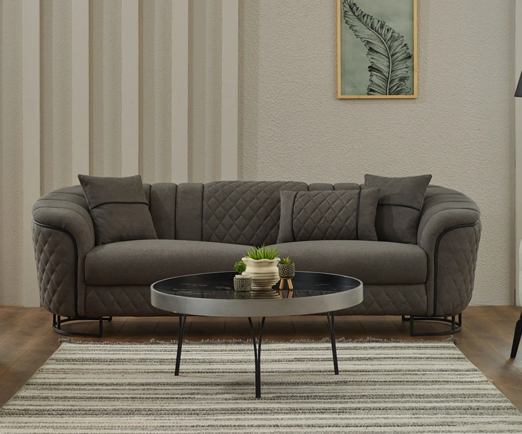 Marmara Victoria Sofa Set — Dark Gray, Dark Gray